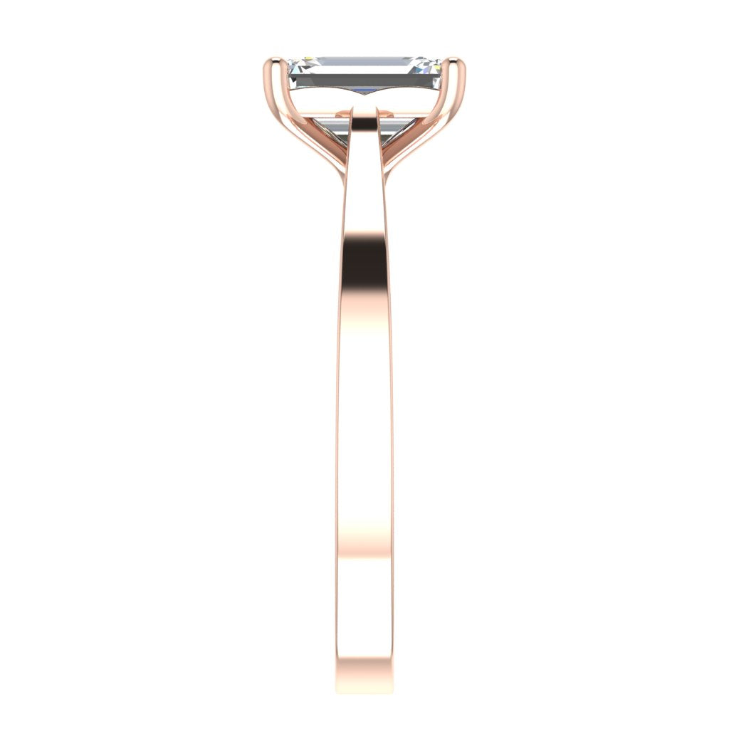 Emerald Solitaire Rose Gold Ring, Raised Designed Gallery | LGE