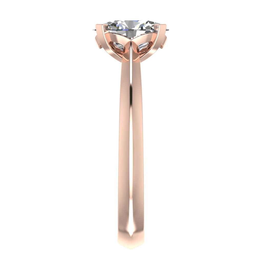 Oval Solitaire Rose Gold Ring, Knife Edge Cathedral | LGO