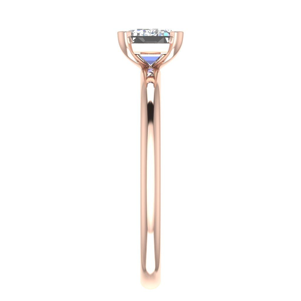 Emerald Landscape Solitaire Rose Gold Ring, Floating Basket | SME