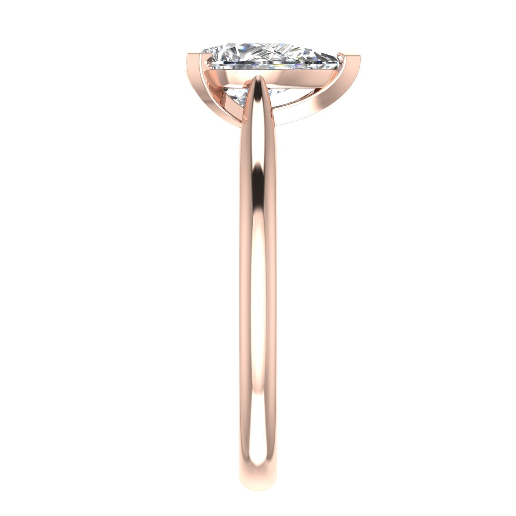 Pear Solitaire Rose Gold Ring, Pinched Cathedral | SMA