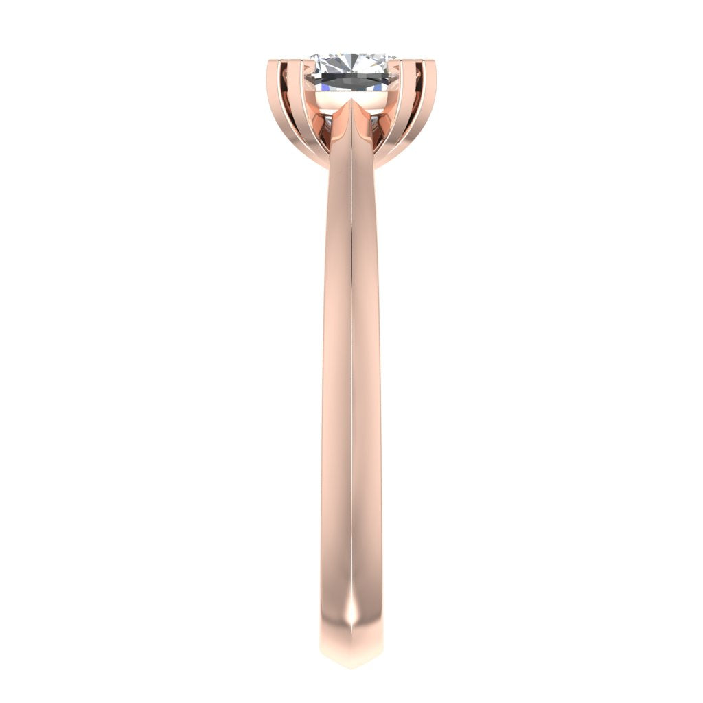 Cushion Solitaire Rose Gold Ring, Knife Edge | SMC