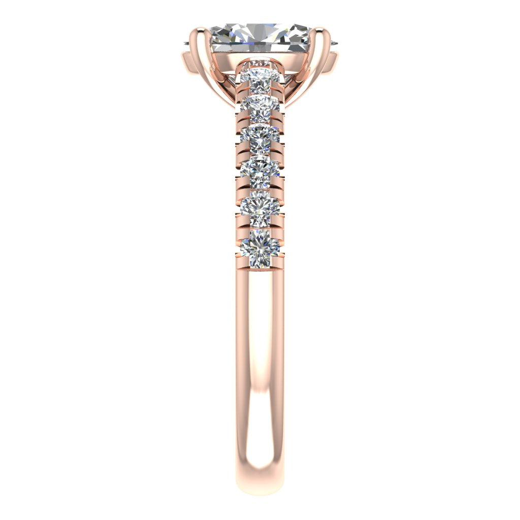 Oval Diamond Rose Gold Ring, Micro Shoulder Set Straight | LGO RX6234