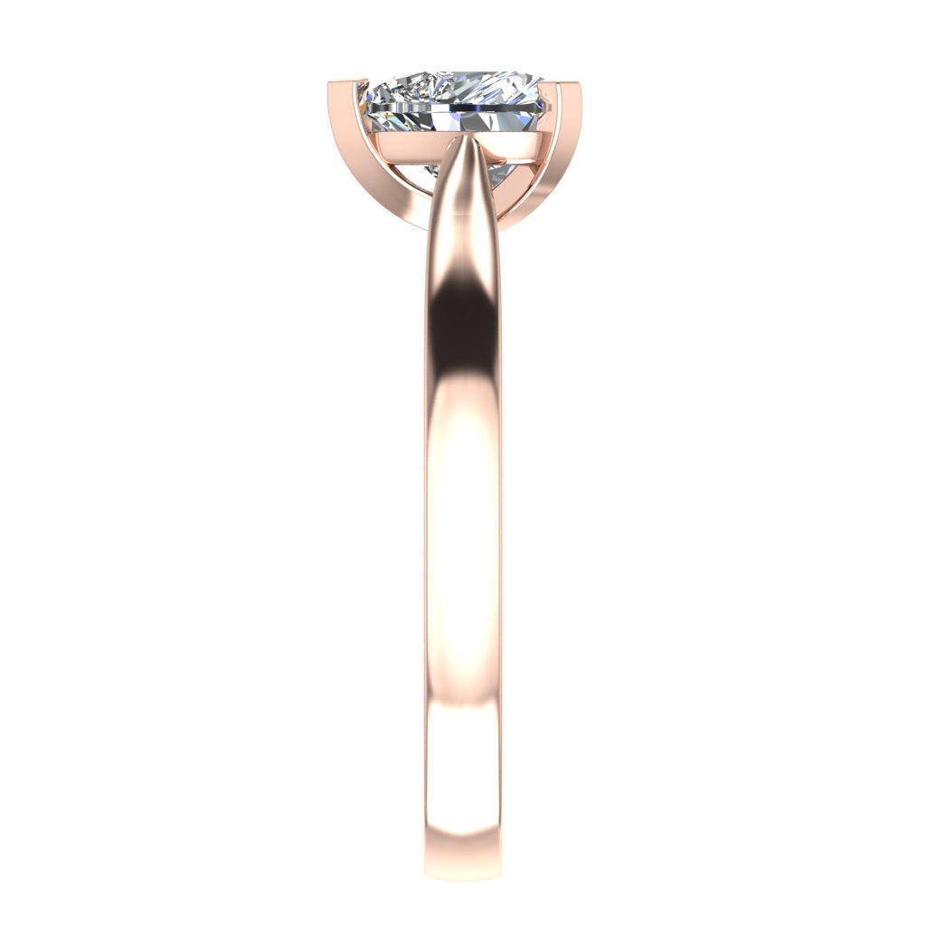 Heart Solitaire Rose Gold Ring, Pinched | LGF