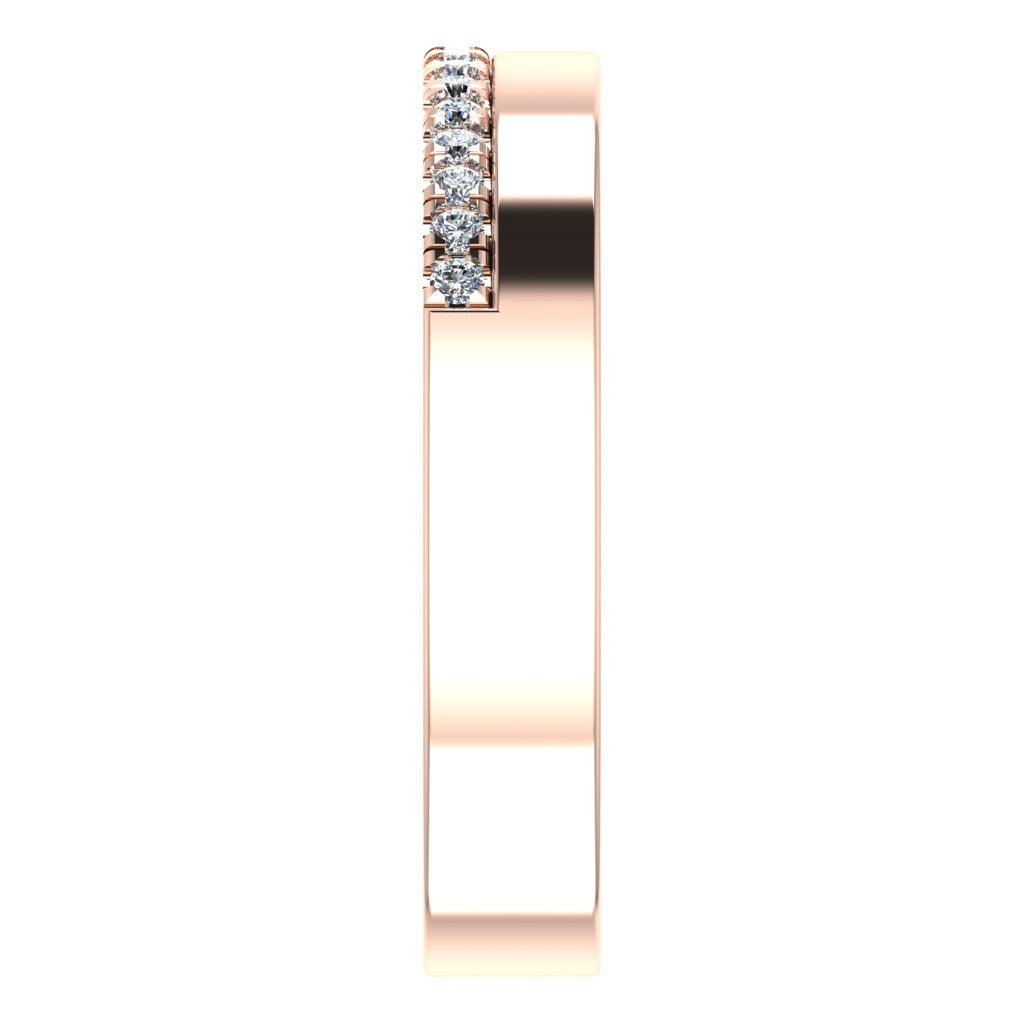 OFFSET ROUND DIAMOND CLAW SET BAND, MICRO SET, ROSE GOLD
