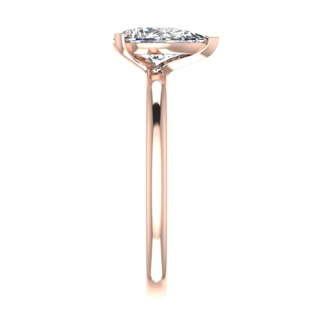 Pear Solitaire Rose Gold Ring, Peg Head | SMA