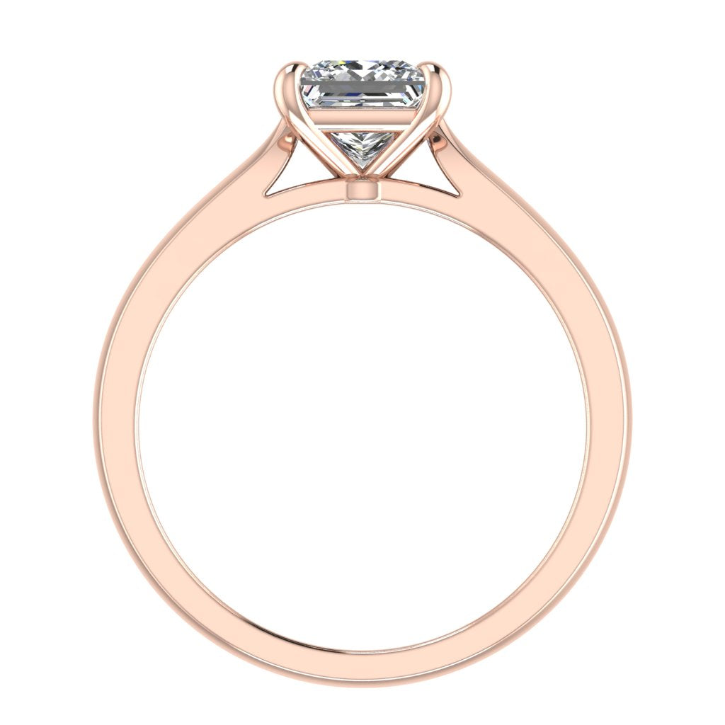 Princess Solitaire Rose Gold Ring, Pinched Cathedral | LGP