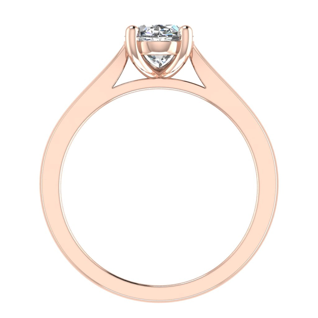 Oval Solitaire Rose Gold Ring, Cathedral Basket | LGO