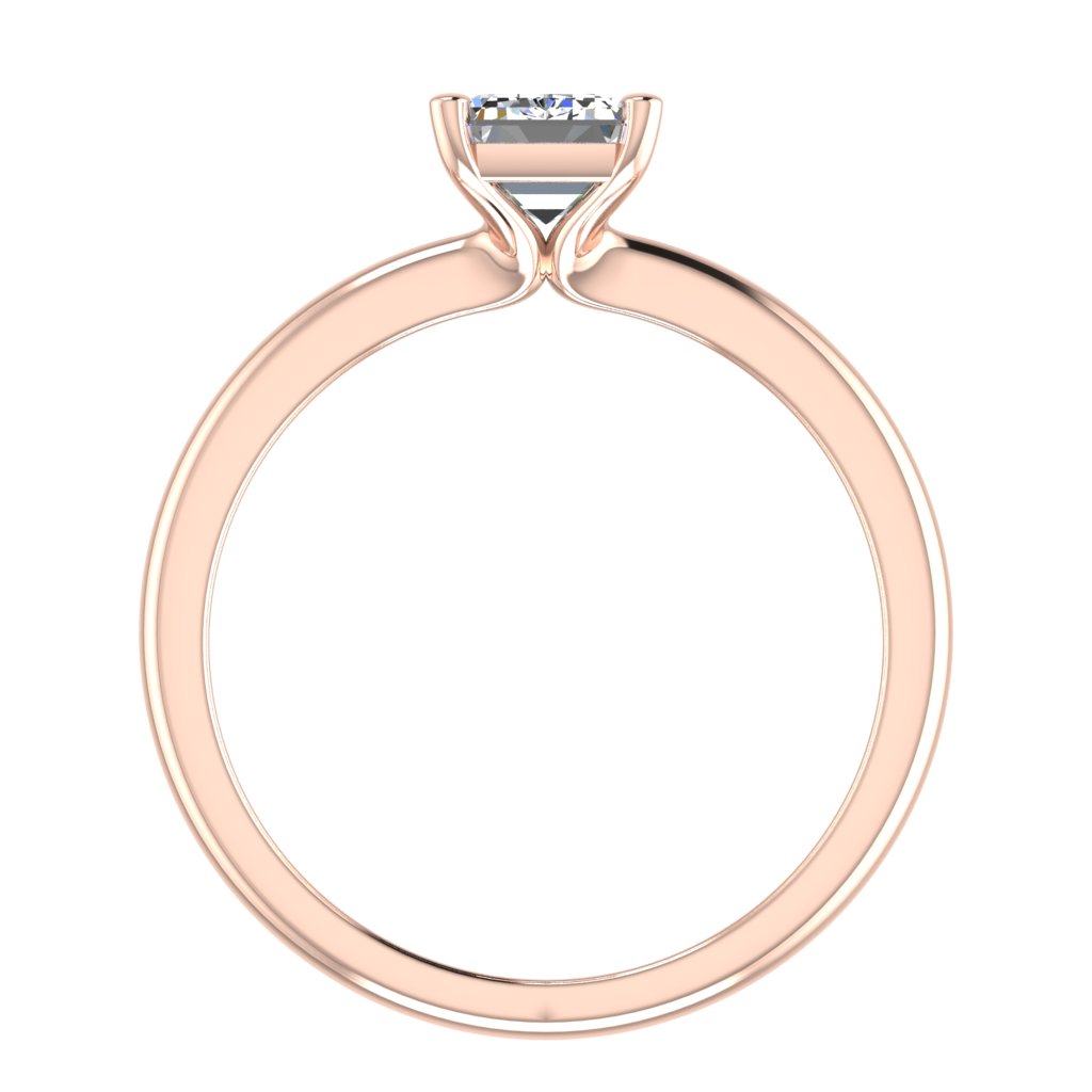 Emerald Solitaire Rose Gold Ring, Floating Basket | SME