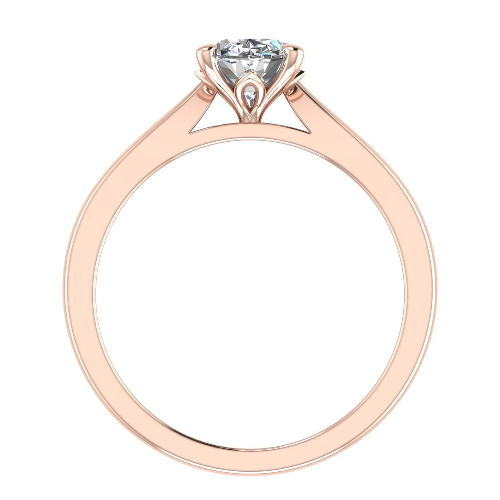 Oval Solitaire Rose Gold Ring, Lotus Cathedral | SMO