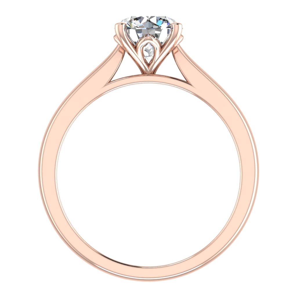 Round Solitaire Rose Gold Ring, Lotus 4 Prong | LGR