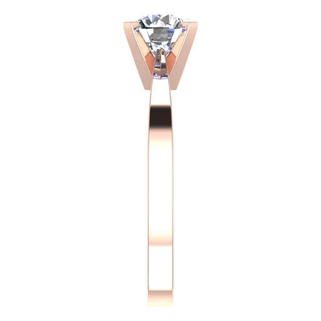 Round Solitaire Rose Gold Ring, Peghead 4 Prong | LGR