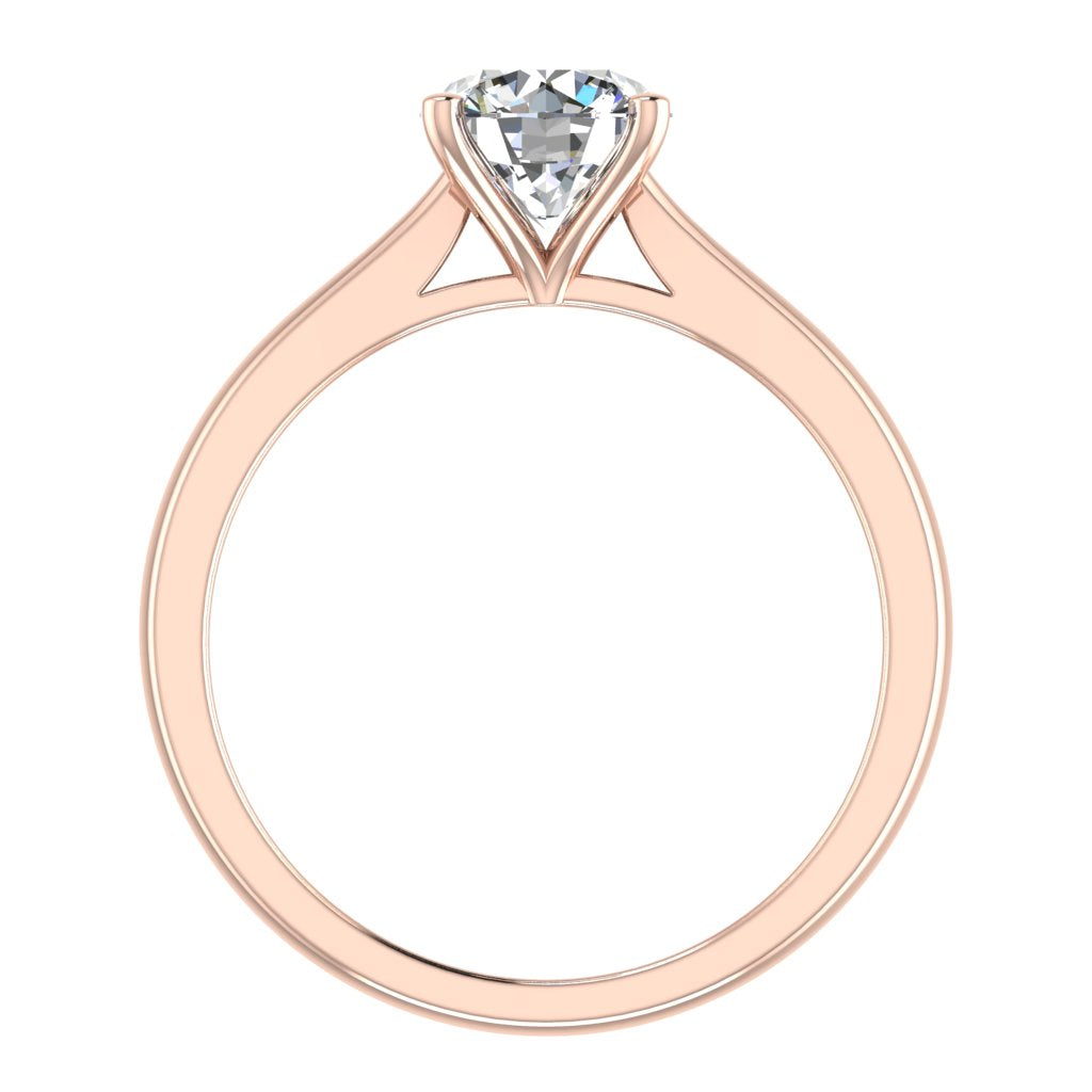 Round Solitaire Rose Gold Ring, Cathedral 4 Prong | LGR