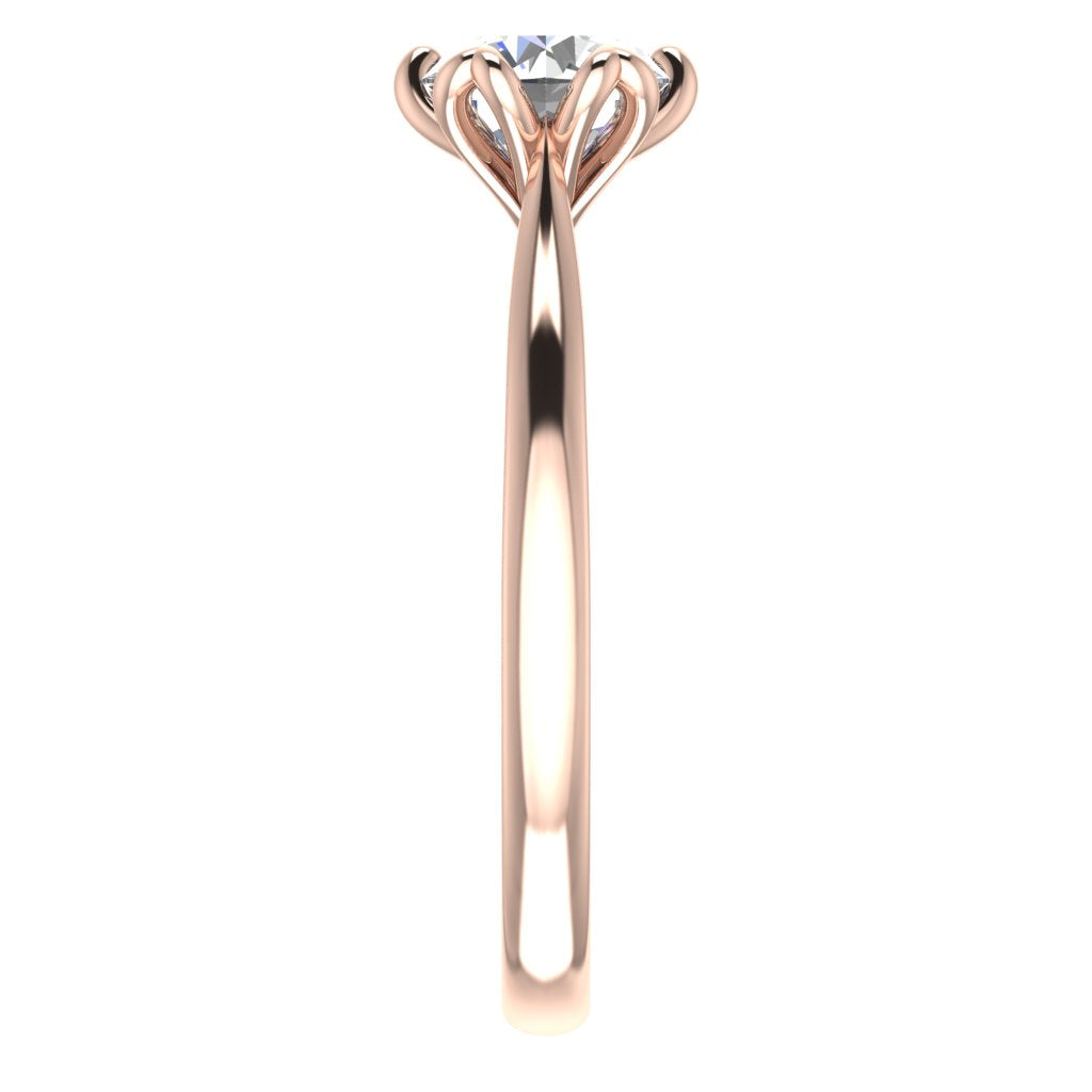 Round Solitaire Rose Gold Ring, Fancy Lotus Bridge Set | LGR