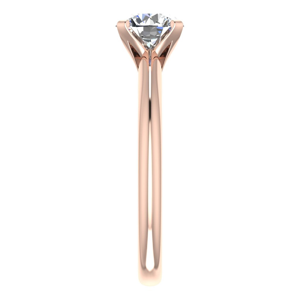 Round Solitaire Rose Gold Ring, Raised 4 Prong | LGR