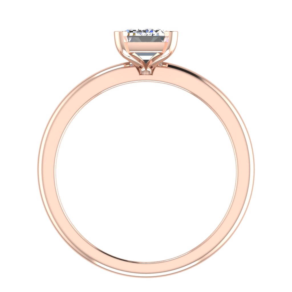 Emerald Solitaire Rose Gold Ring, Squared Prong Basket | LGE
