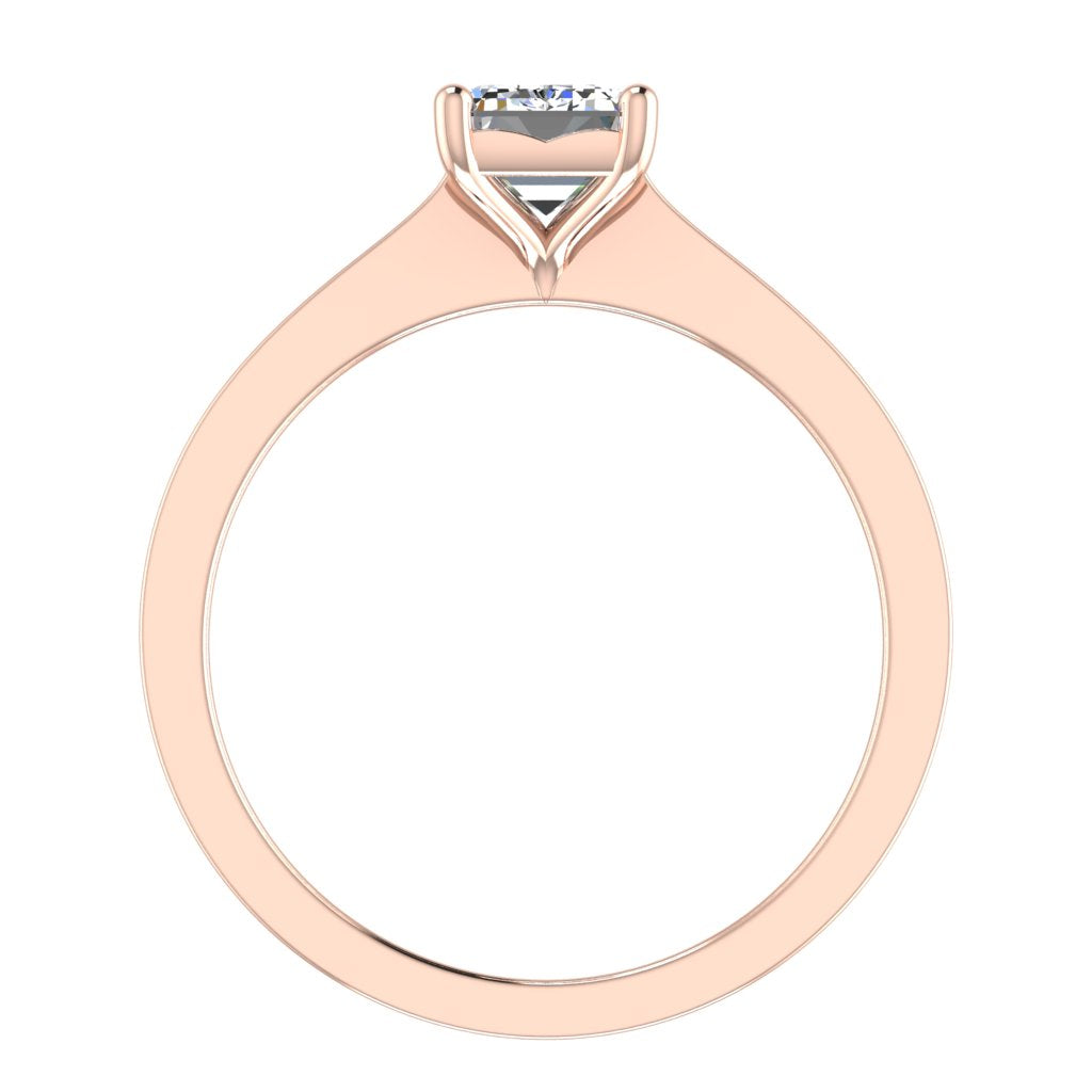Emerald Solitaire Rose Gold Ring, Raised Designed Gallery | LGE
