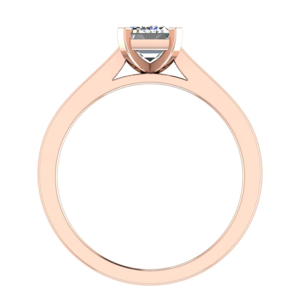 Emerald Solitaire Rose Gold Ring, Cathedral Basket | LGE