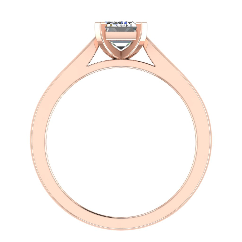 Emerald Solitaire Rose Gold Ring, Pinched Cathedral | SME