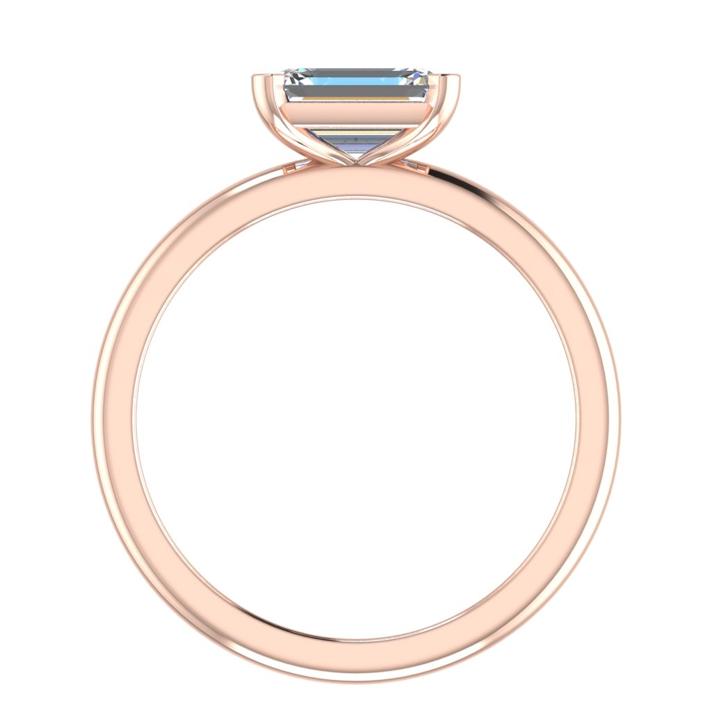 Emerald Landscape Solitaire Rose Gold Ring, Floating Basket | SME
