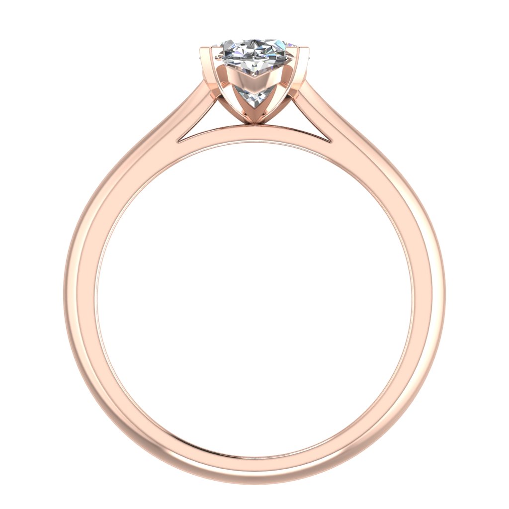 Oval Solitaire Rose Gold Ring, Knife Edge Cathedral | LGO
