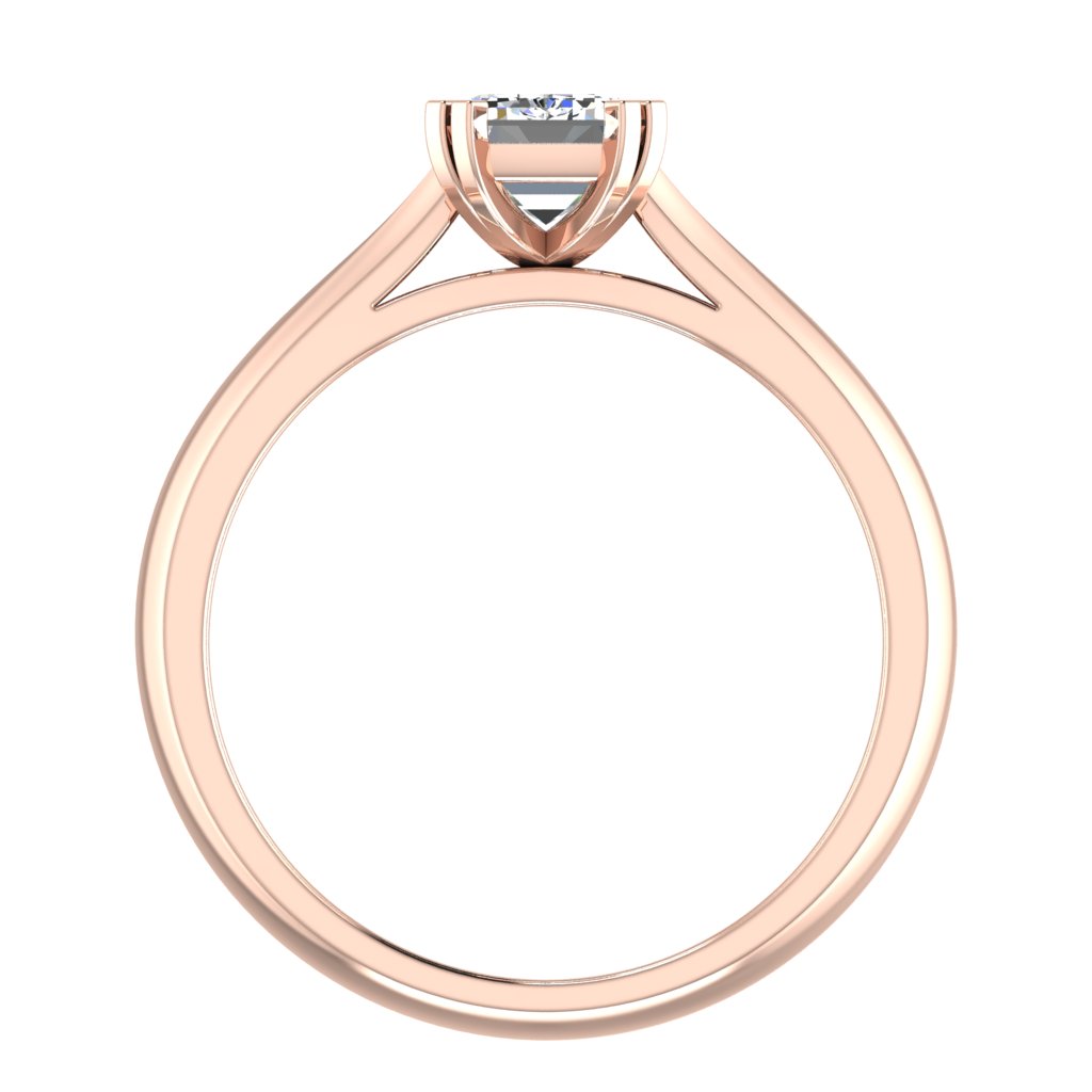 Emerald Solitaire Rose Gold Ring, Double Squared Prong | LGE