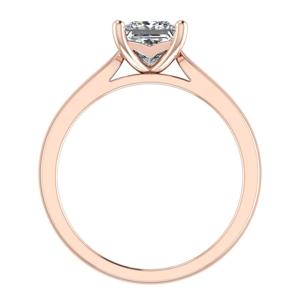 Princess Solitaire Rose Gold Ring, Cathedral Basket | LGP