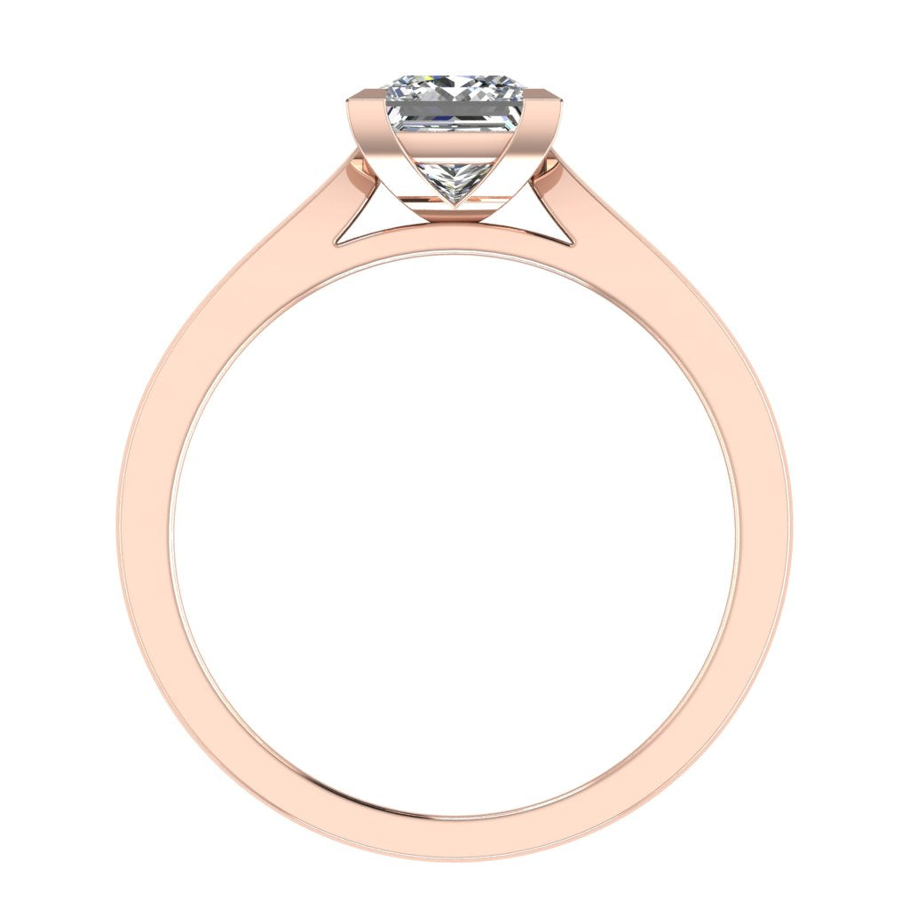 Princess Solitaire Rose Gold Ring, Cathedral V-Shaped | LGP