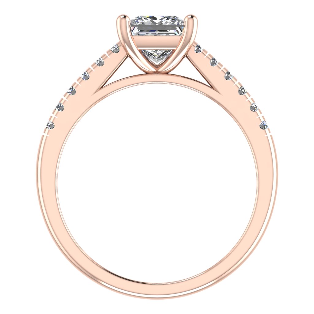Princess Cut Diamond & Rose Gold Shoulder Set Straight Ring | SMP