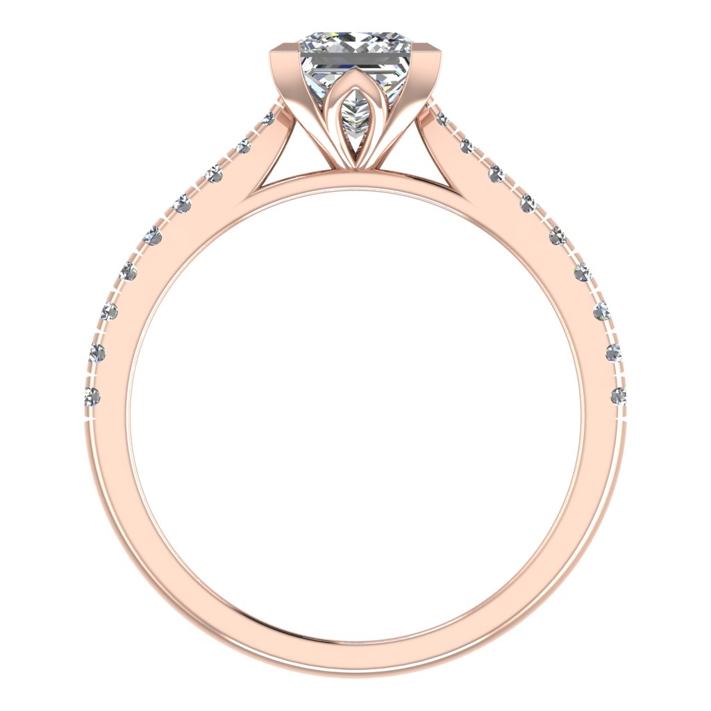 Princess Cut Diamond & Rose Gold Shoulder Set Pinched Ring | LGP