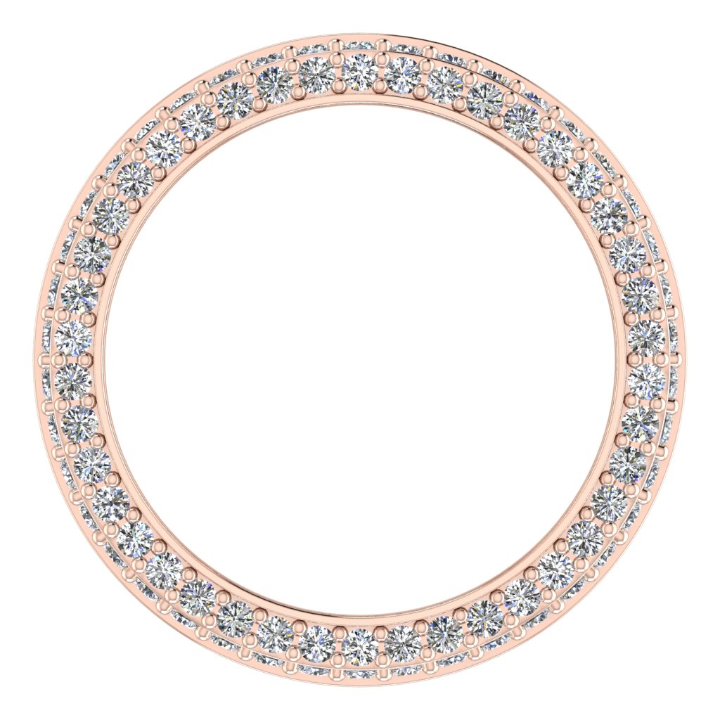 Round & Baguette & Princess Diamond Rose Gold Ring, Face Set 3 Row Full Eternity | ET1237