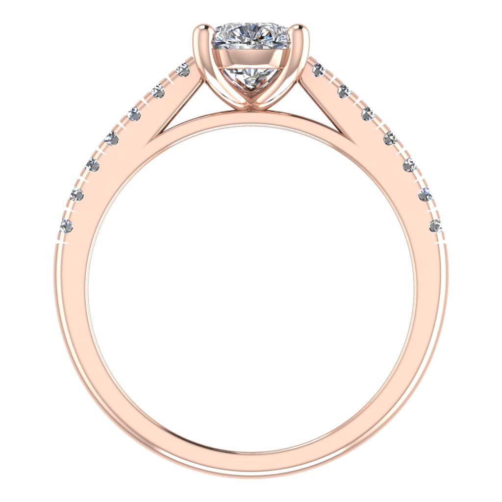 Pear Cut Diamond & Rose Gold Shoulder Set Straight Ring | SMA