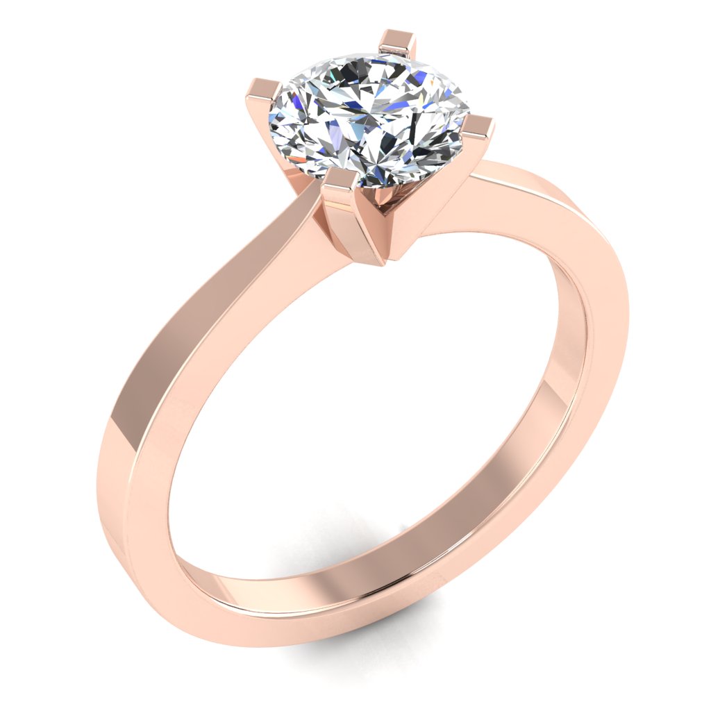Round Solitaire Rose Gold Ring, Peghead 4 Prong | LGR
