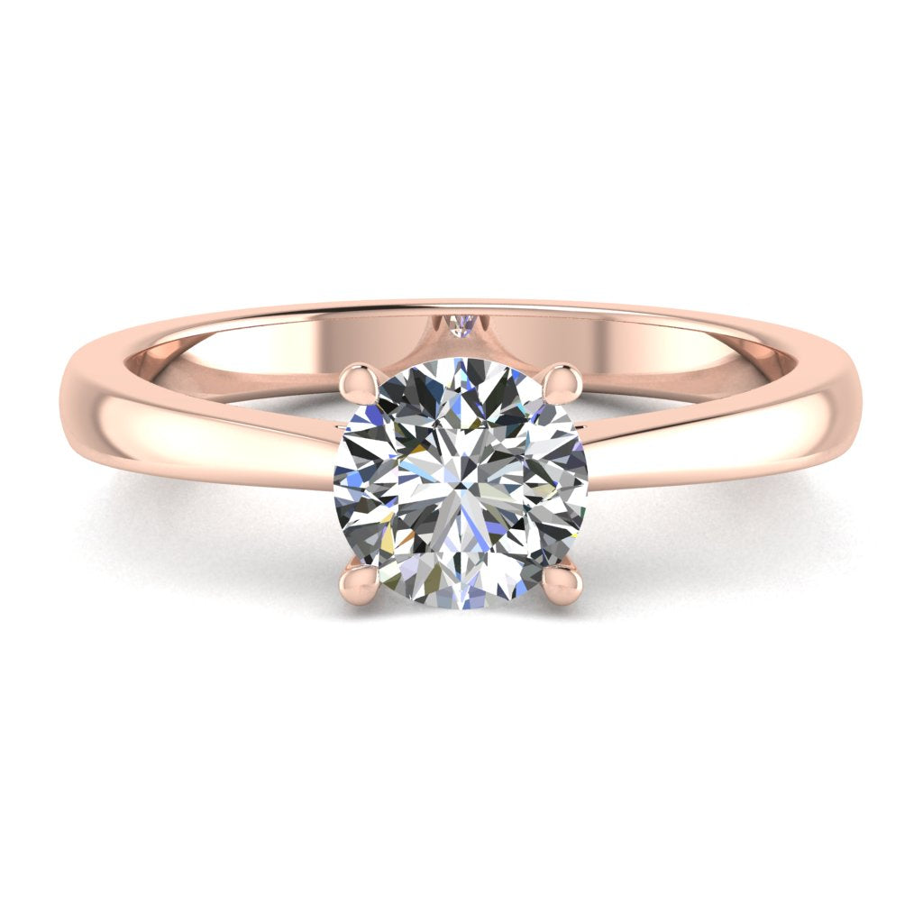 Round Solitaire Rose Gold Ring, Cathedral 4 Prong | LGR