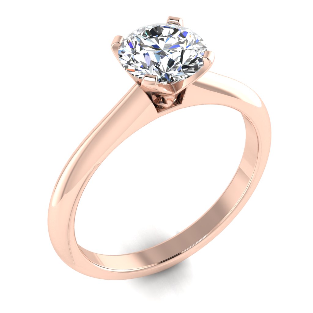Round Solitaire Rose Gold Ring, Raised 4 Prong | LGR