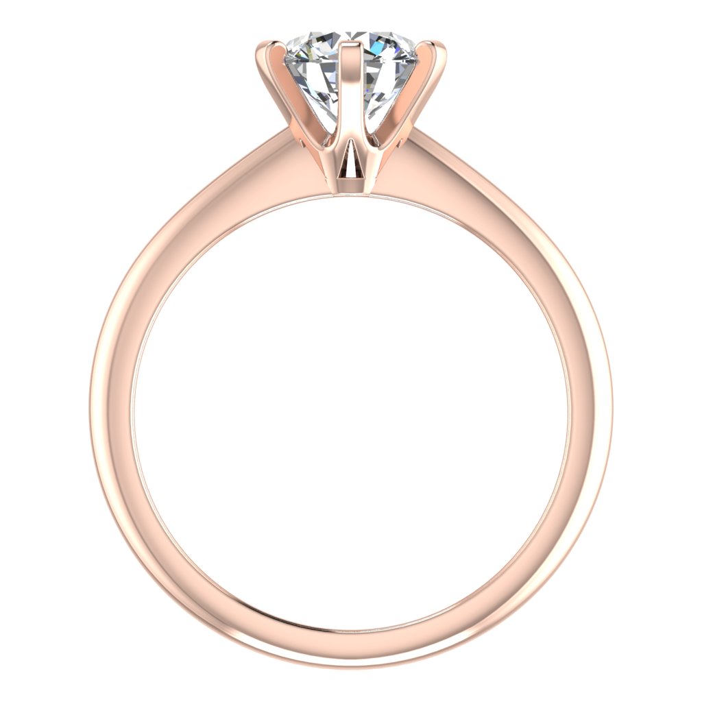 Round Solitaire Rose Gold Ring, Open 6 Prong | LGR