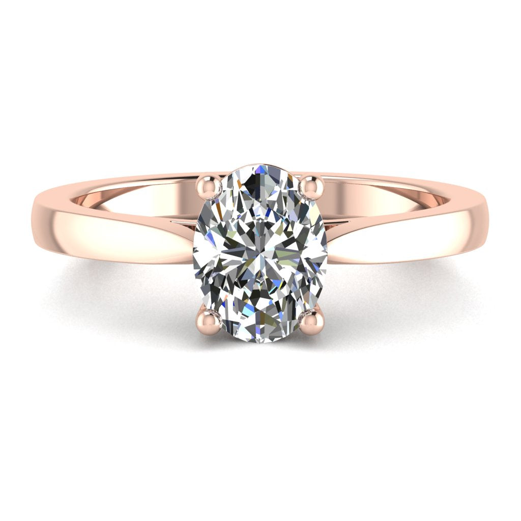 Oval Solitaire Rose Gold Ring, Cathedral Basket | LGO
