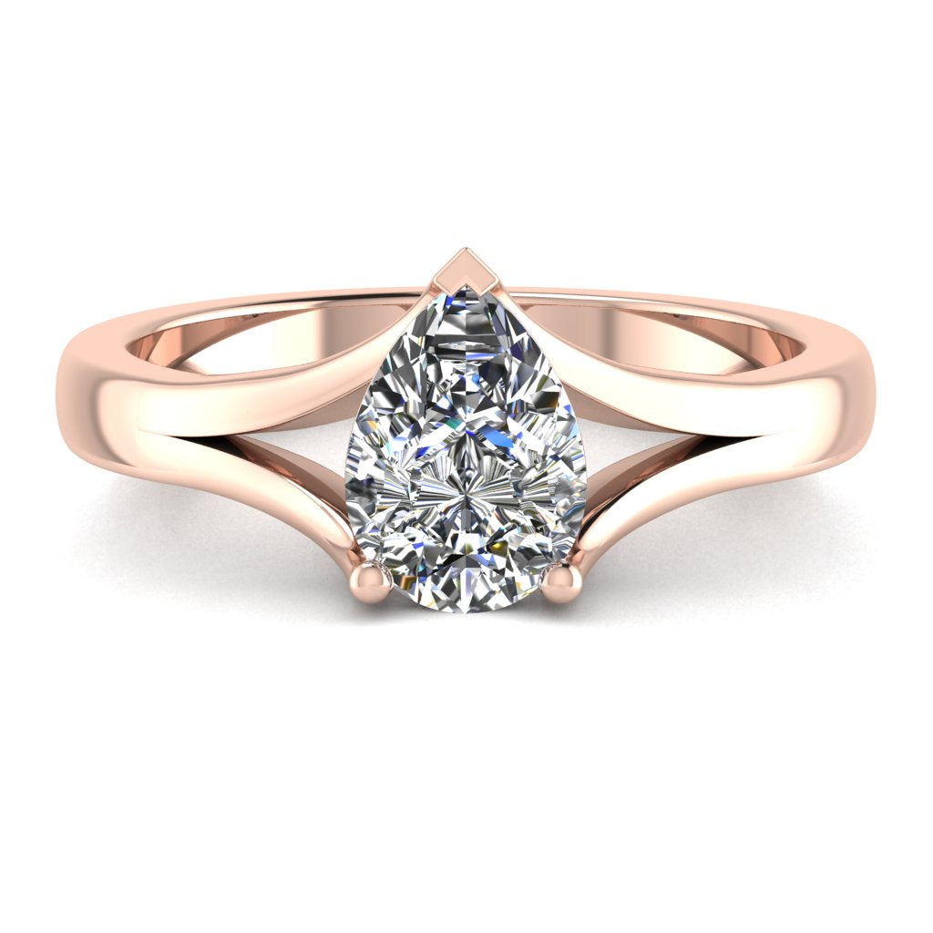 Pear Solitaire Rose Gold Ring, Raised Split | LGA