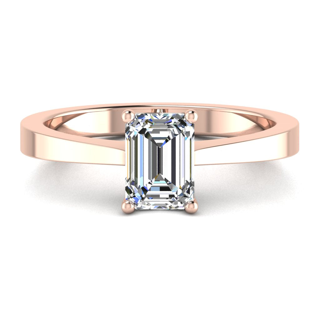 Emerald Solitaire Rose Gold Ring, Raised Designed Gallery | LGE
