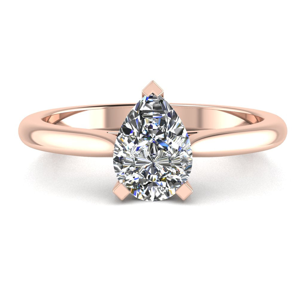 Pear Solitaire Rose Gold Ring, Pinched Cathedral | SMA