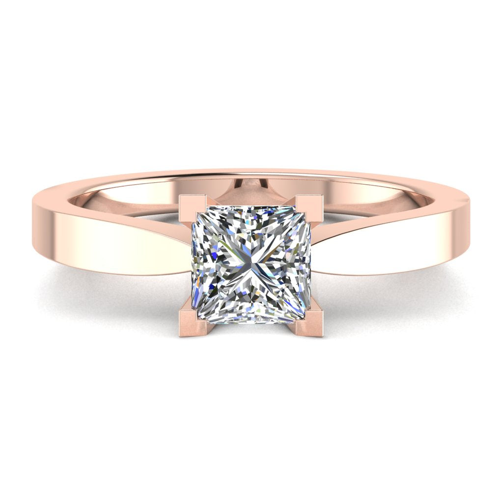 Princess Diamond Engagement Ring, Raised V-Shape Solitaire
