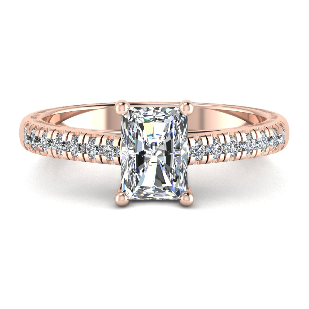 Radiant Cut Diamond Engagement Ring, Micro Shoulder Set Straight | RX3488R