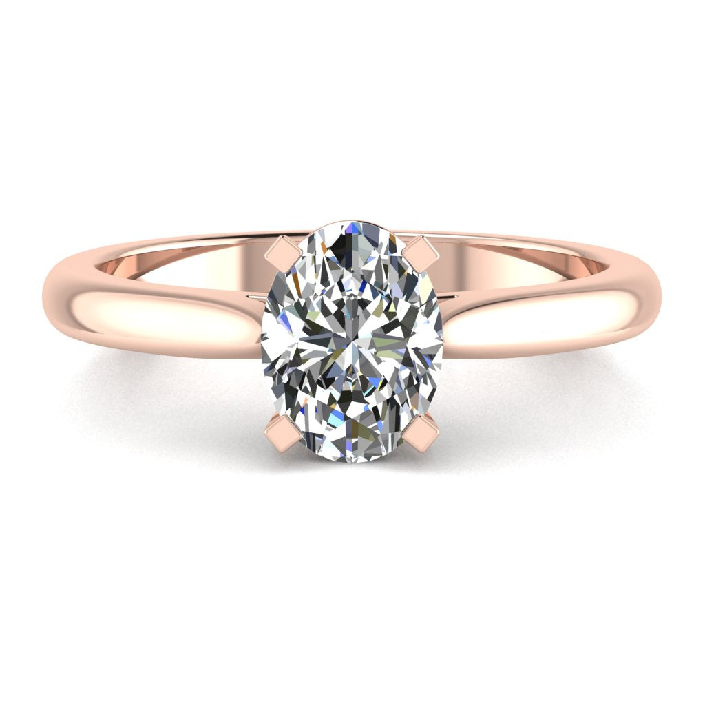 Oval Diamond Rose Gold Engagement Ring, Cathedral Gallery Bar Solitaire | LT1029-50