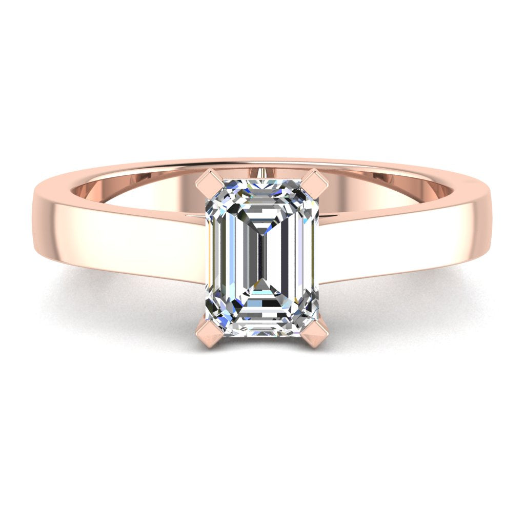 Emerald Diamond Engagement Ring, Cathedral Basket Solitaire