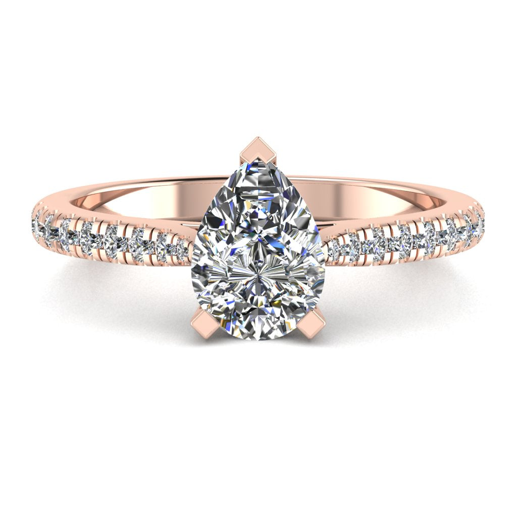 Pear Cut Diamond Micro Shoulder Set Pinched Ring | LT1024