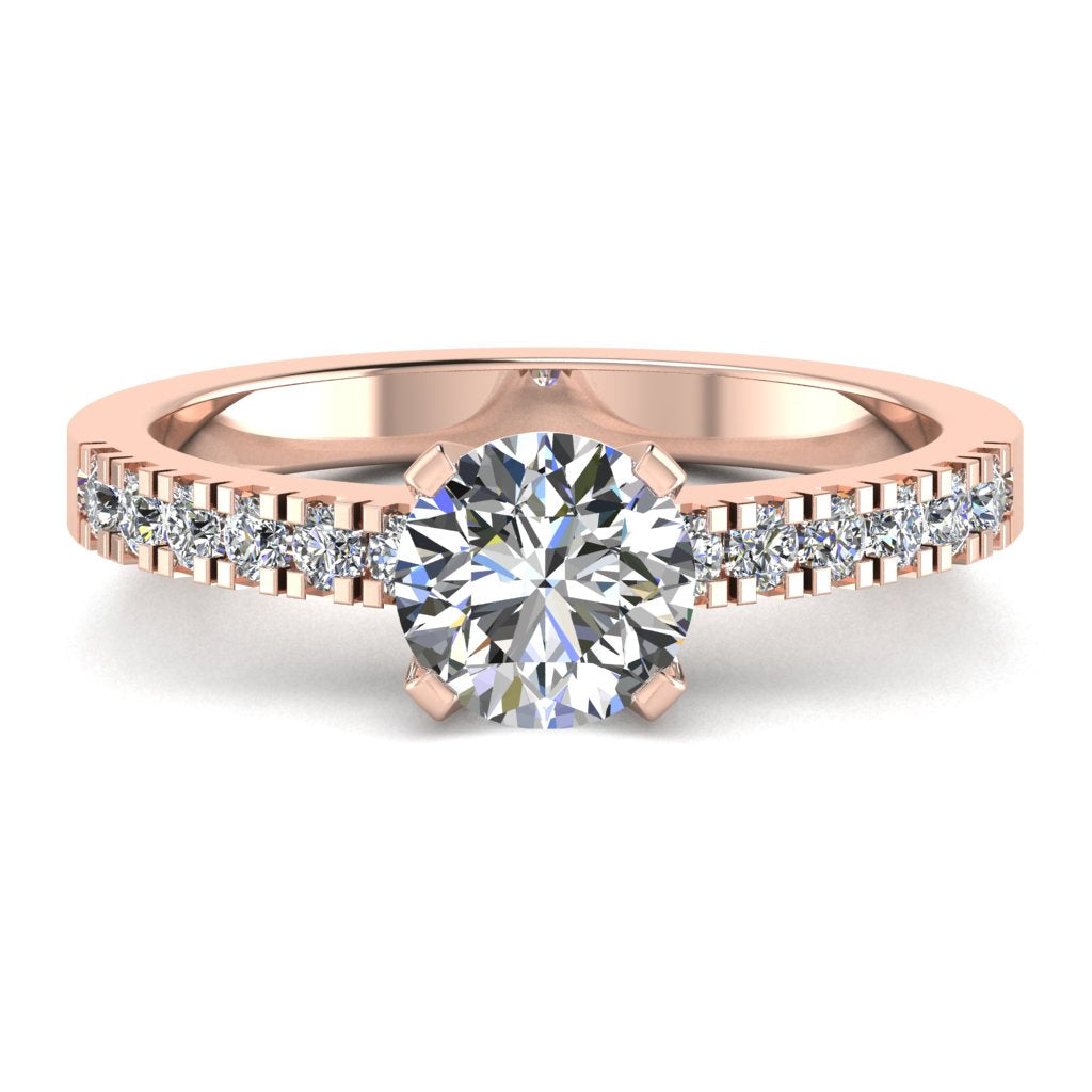 Round Cut Diamond Engagement Ring, Micro Shoulder Set Peg Head | RX5280