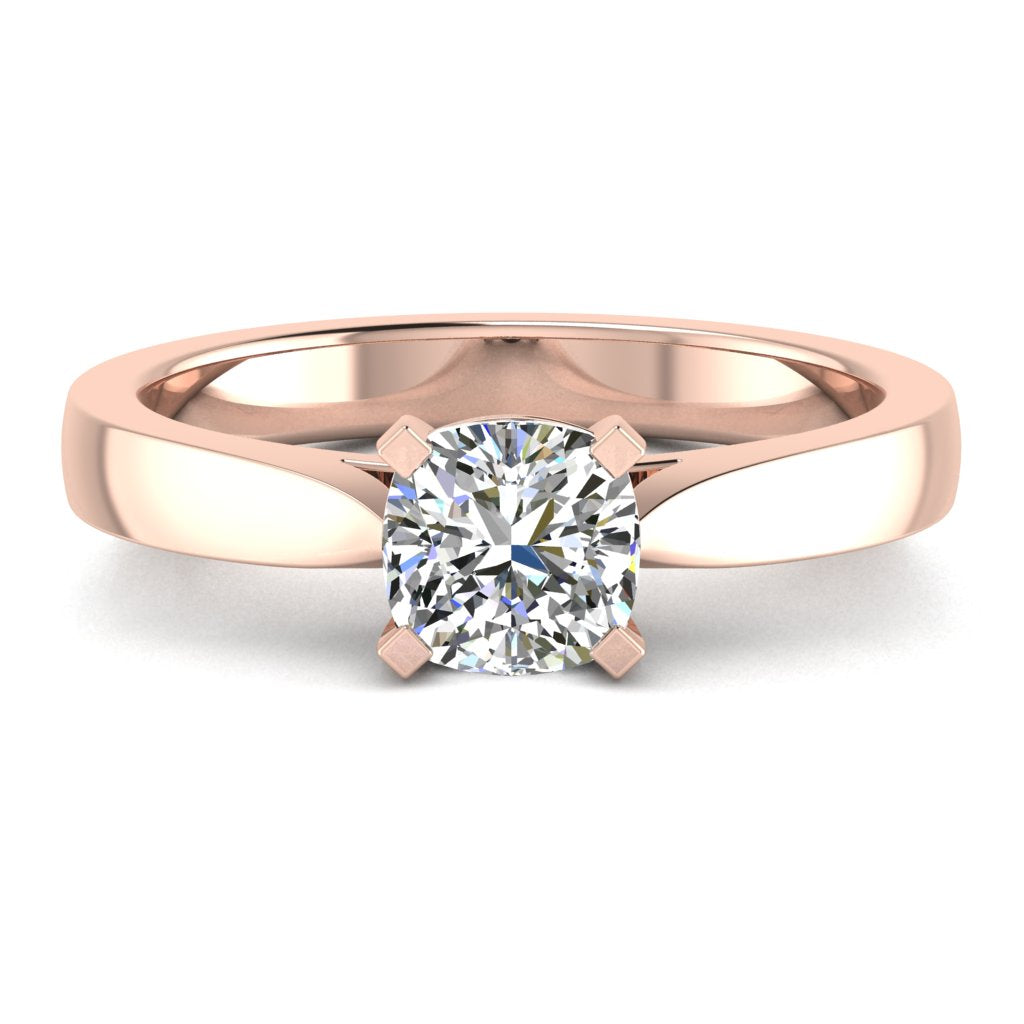 Cushion Diamond Engagement Ring, Pinched Band Solitaire