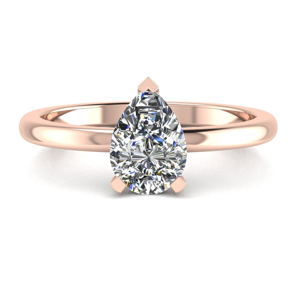 Pear Solitaire Rose Gold Ring, Peg Head | SMA