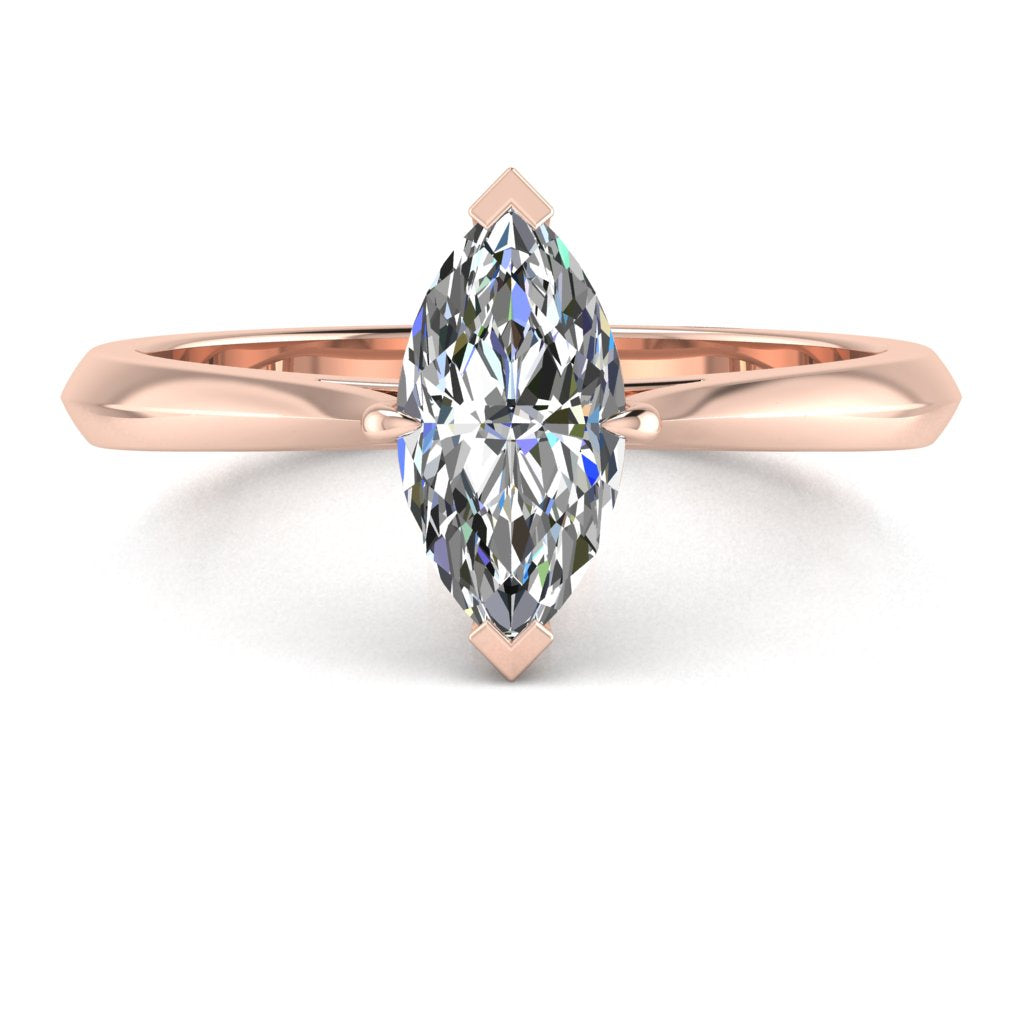 Marquise Solitaire Rose Gold Ring, Knife Edge | SMM