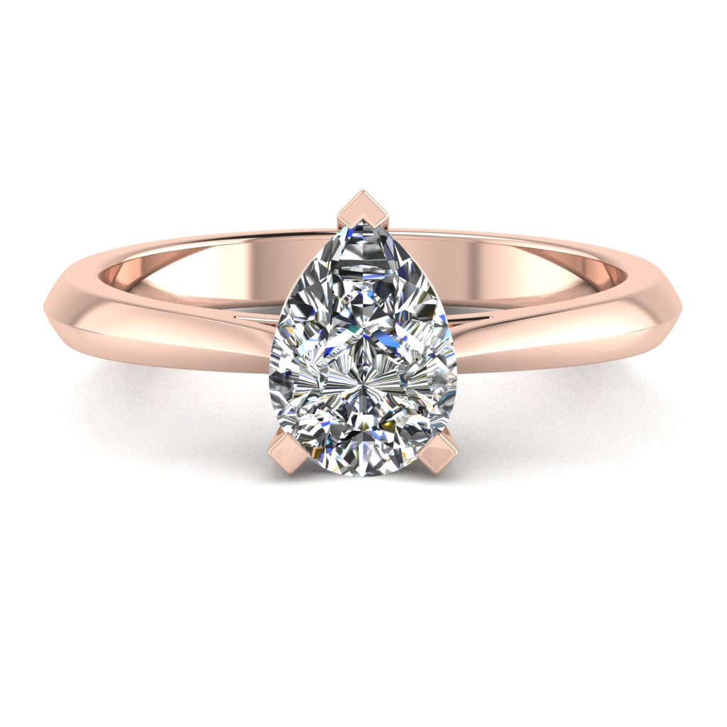 Pear Solitaire Rose Gold Ring, Fancy Basket | SMA