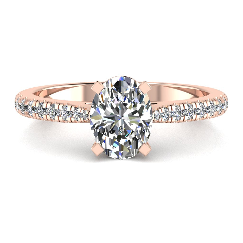 Oval Cut Diamond Engagement Ring, Micro Shoulder Set Pinched | LT1022